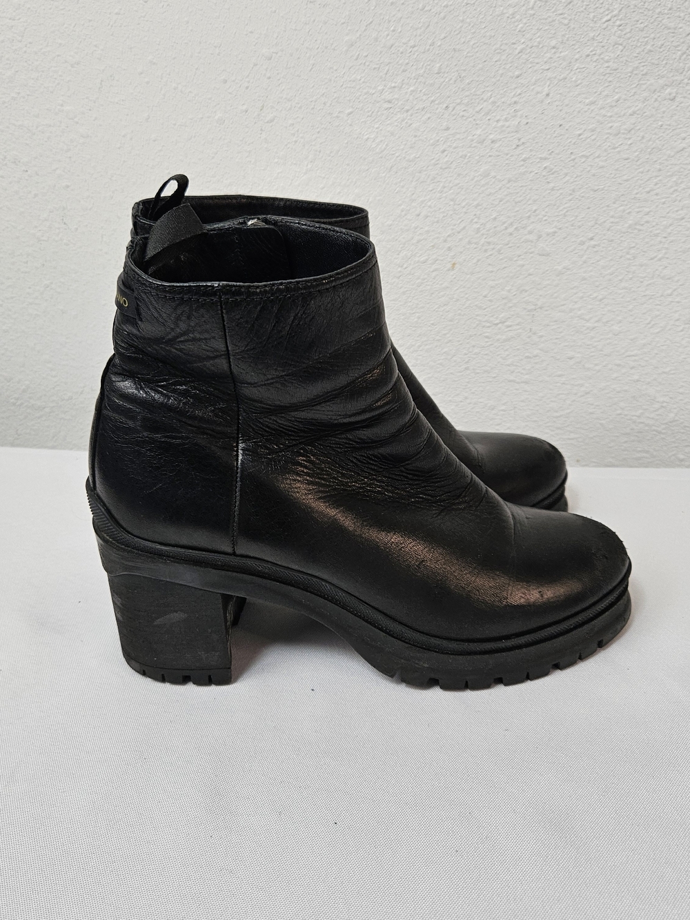PRADA Black Leather Lug Sole Bootie Size EU 39.5 US 9.5